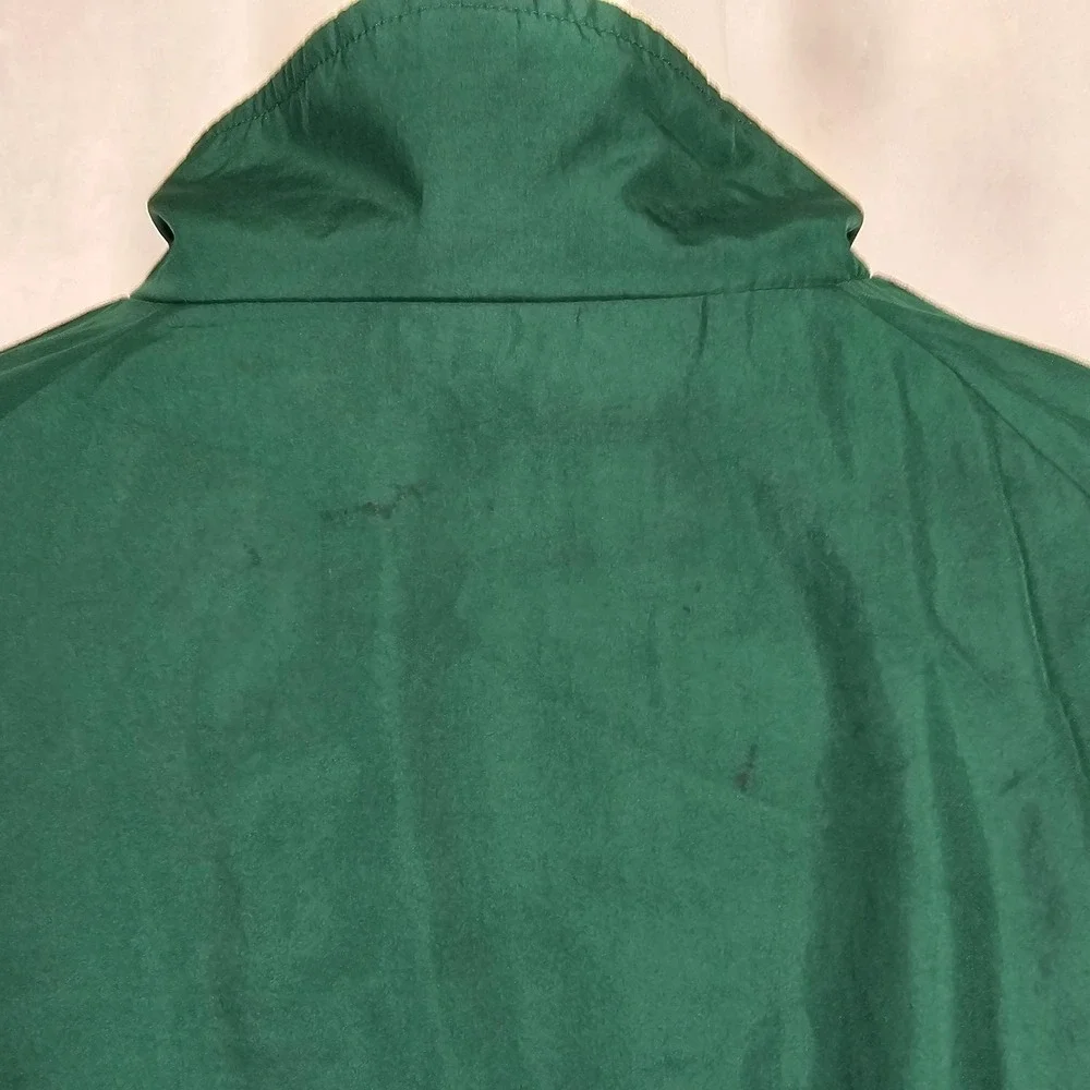 Adidas Jacket Mens Medium Green Full Zip Windbreaker Three Stripes Athletic Logo